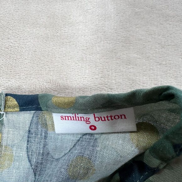 Smiling Button Tunic Dress Girls Size 9 Green Camo Gold Polka Dot New - Picture 4 of 7